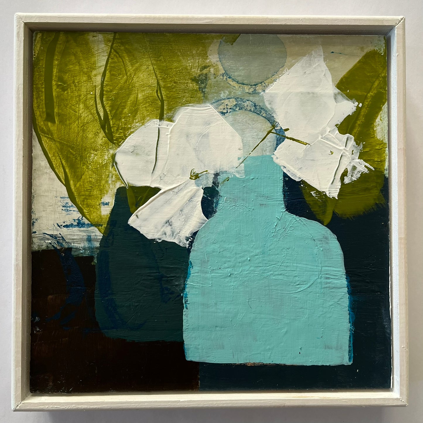 still life with blue vase