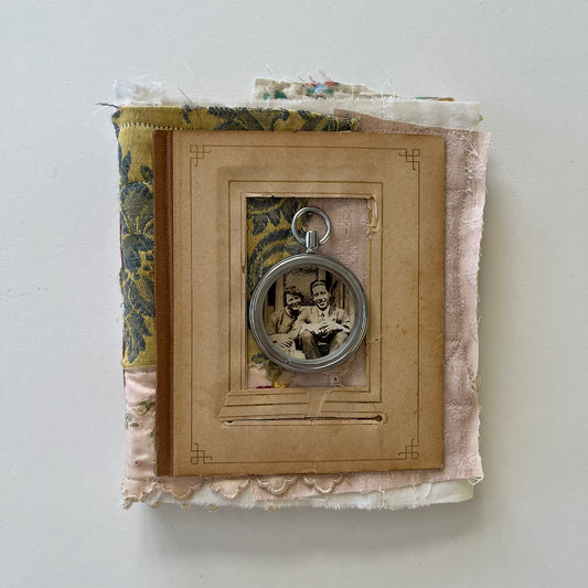 Fabric cover Sketchbook - the pocket watch couple