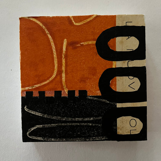 Collage on wood block C15