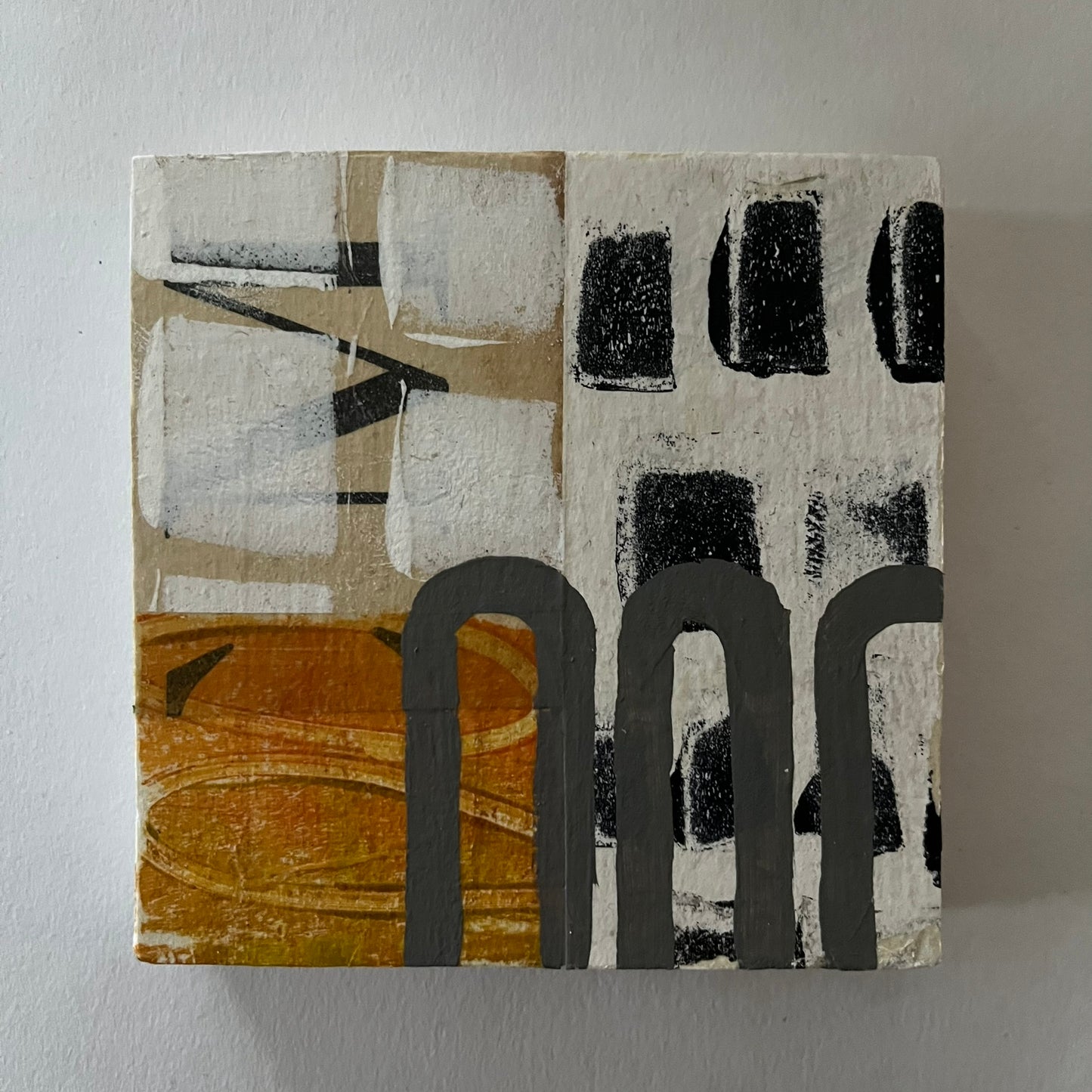 Collage on wood block C19